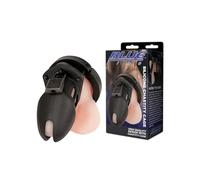 Blue Line Silicone Chastity Cock Cage Black Penis Restraint Device Bondage Mens