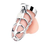 Blue Line Enslave Cock Cage Steel Male Chastity Device Penis Restraint Lock Mens