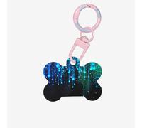 Blue Line Printing Fashion Dog Tags Acrylic Keychain Dog Bone Shape Double Sided Pattern Tags for Dogs and Cats
