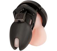 Blue Line Silicone Chastity Cage, Black