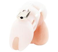 Blue Line Silicone Chastity Cage, White