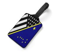 Blue Line U.s. Alaska State Flag Business Luggage Tags Leather Handbag Tag with Name ID Card Cruise Baggage Label Travel Accessories