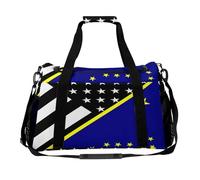 Blue Line U.s. Alaska State Flag Large Capacity Travel Duffel Bag Sport Weekender Overnight Backpack Lightweight Luggage Bags