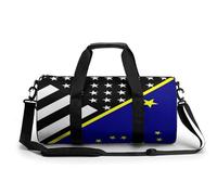 Blue Line U.s. Alaska State Flag Lightweight Sports Gym Bag with Shoulder Strap Travel Duffle Bags Weekend Overnight Backpack