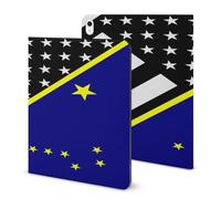 Blue Line U.s. Alaska State Flag Printed Tablet Cases Compatible with iPad Series Pencil Holder Slim Trifold Stand Protective Cover