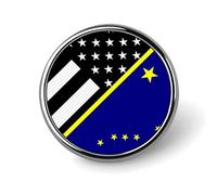 Blue Line U.s. Alaska State Flag Round Metal Brooches 1 Inch Decorative Badges Exquisite Decorations Pins for Clothing