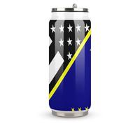 Blue Line U.s. Alaska State Flag Stainless Steel Coke Tumbler Vacuum Insulated Beverage Cup Travel Coffee Mug with Lid Straw 500ml