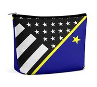 Blue Line U.s. Alaska State Flag Travel Cosmetic Bag Portable Makeup Bags Multifunctional Toiletry Organizer with Zipper