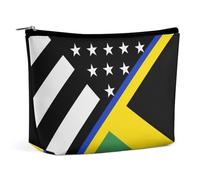 Blue Line U.S. Jamaican Flag Cute Makeup Bag for Women Portable Cosmetic Pouch Lightweight Travel Toiletry Bags