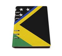 Blue Line U.S. Jamaican Flag Trendy Notebook Binder A5 Slim Foldable Binder 6 Metal Ring Refillable Paper Notepad