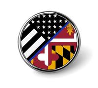 Blue Line U.S. Maryland Flag Round Badge Pin Metal Memorial Brooch Button Lapel Pins for Backpack Wedding