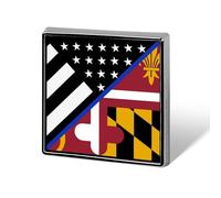 Blue Line U.S. Maryland Flag Square Badge Pin Metal Memorial Brooch Button Lapel Pins for Backpack Wedding