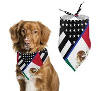 Blue Line U.S. Mexican Flag Dog Scarf Triangle Bandana Happy Easter Soft Puppy Scarfs Gifts for Medium Large Pets