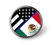 Blue Line U.S. Mexican Flag Round Lapel Pin Brooches Badge Holder for Clothes Bags Backpack Hats