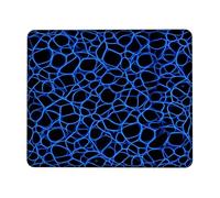Blue Lines Small Mouse Pad, Modern Abstract Black Background Abstract Shapes None Blue Square Rubber Non Slip Mini Travel Desk Mousepad Idea for Home Office Desk Laptop Gamers Gift Square 8x10 Inch