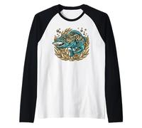 Blue Lingcod Fish Pacific Coastal Fishing Saltwater Wildlife Raglan Baseball Tee