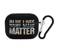 Blue Lives Matter Compatible with Airpod Pro Case Cover Skin with Keychain