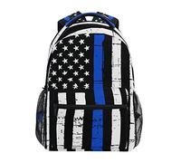 Blue Lives Matter School Backpack Lightweight Thin Blue Line School Bookbag for Girls Boys Resistant Durable Casual Basic American Flag Bookbag for Students Travel Hiking Camping Daypack