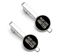 Blue Lives Matter Silver Tie Clip Suit Accessories for Men Necktie Bar Set Pin Business Wedding