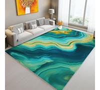 Blue Living Room Area Rug 120 x 160 cm, Digital Art Style Abstract LinesSoft & Easy Care Doormat Non-Slip Underside Home Decor - Carpets Area Mats for Kids Boys Girls Bedroom