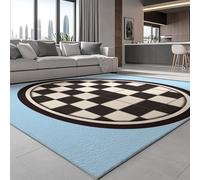 Blue Living Room Area Rug 120 x 160 cm, Minimalist Style Geometric Shapes GridsSoft & Easy Care Doormat Non-Slip Underside Home Decor - Carpets Area Mats for Kids Boys Girls Bedroom