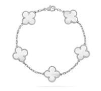 Blue,Lllunimon Four Leaf Clover Bracelet 925 Sterling Silver Lucky Clover Bracelet Flower Chain Bracelet Birthday Valentine's Day Jewelry Gift for Women Men