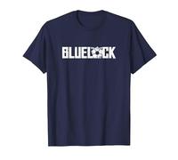 Blue Lock Official Epic White Bold Distressed Big Chest Logo T-Shirt, Men, Navy Blue, Large
