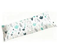Blue Long Pillow Case 145x40cm, Velvet Full Body Pillow Cover Flowers with Hidden Zipper, Large Bolster Pillowcase, Soft & Anti-Dust & Machine Washable, Ideal Home Decor for Sofa, Bedroom S3-968