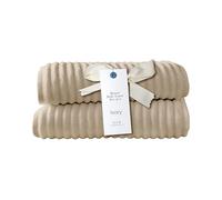 Blue Loom Ribbed Bath Towels Set, 100% Cotton 600 GSM, Soft Absorbent Durable Quick Drying 2 Bath Towels for Bathroom - Mason Set of 2 Ivory Beige (58" x 30" Inch)