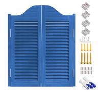 Blue Louvered Swinging Doors 36/39/40" Retro Wood Saloon Cafe Door Half Waist Entrance Partition for Home Kitchen Bar Shop Porch (W95xH100cm)