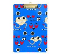Blue Love You Heart Acrylic Clipboard Desk Organizer for Seminar Size 9 x 12