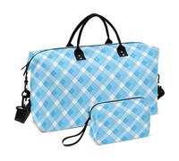 Blue Lozenge Rhomb Crystal Decorative Weekender Overnight Bag Gym Bag with Adjustable Strap for Yoga 2 Pcs Set Bolsa de Gym para Mujer