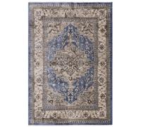Blue Luxurious Traditional Bordered Easy To Clean Rug For Living Room Bedroom & Dining Room-120Cm X 166Cm