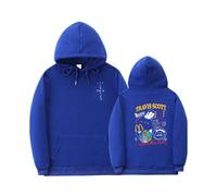 (Blue, M) Travis Scott Pullover Hoodie Cactus Jack Print Unisex Hip Hop Sweatshirt