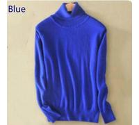 (Blue, M) Wool Pure Cashmere Sweater Women's Knitted Turtleneck Cashmere Jumper Pullover Elasticity Pull Femme High Neck Knitting Sweaters Sweater