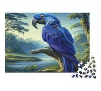 Blue Macaw Perched 1000pcs Jigsaw Puzzle for Adults 12+, Thick Cardboard, Blue Parrot, Educational Fun, Improves Memory & Problem-Solving, Perfect Home Decor Wall Art 70x50cm/1000pcs