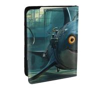 Blue Machine Shark Printed Passport Holder,Travel Pu Leather Passport Cover Case Organiser for Men Women,6.5 Inch