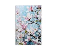 Blue Magnolia Floral Wall Art, Impressionist Botanical Blossoms Canvas Print Hanging Paintings Poster Based on Original Paintings, Nature Artwork for Living Roo 20x30inch(50x75cm)