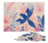 Blue Magpie in Flight with Flora Wooden Puzzle, Picture Jigsaw, 1000 Pieces | Adult Jigsaw Puzzle - image-based sorting for steady puzzle progress at your own pace.