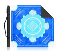Blue Mahjong Mat with Printed Rules, 31.5" Anti Slip Noise Reduce Game Pad with Carry Bag for Mahjong Poker(B)