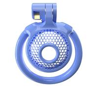 Blue Male Ultra Compact Mini Penis Cage Multi-Functional Convex Sissy Resin Chastity Cage, Lightweight with 5 Retaining Rings (Arc Rings, CX-3L)