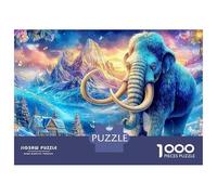 Blue Mammoth in A Snowy Mountain 1000-Piece Jigsaw Puzzle Icefield Mammoth Great for Game Nights, Adults & Kids 38x26cm/1000pcs