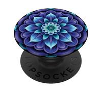 Blue Mandala Sacred Geometry Trippy Optical Flower Illusion PopSockets Adhesive PopGrip