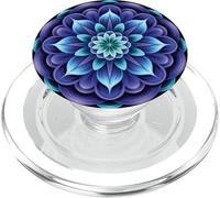 Blue Mandala Sacred Geometry Trippy Optical Flower Illusion PopSockets PopGrip for MagSafe
