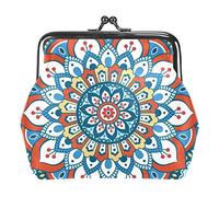 Blue Mandalas Florals Pattern Women’s PU Leather Coin Wallets Girls Mini Buckle Coin Purse Pouch