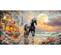 Blue-maned-horse-galloping-through-stormy-sky 1000 Piece Educational Game Challenge Jigsaw Puzzles Great Gift Idea Puzzles for Adults Kids Beautiful Decoration Puzzle 38x52/1000pcs