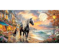 Blue-maned-horse-galloping-through-stormy-sky 1000 Piece Jigsaw Puzzle Fun Present & Activity for Home Educational Game Decompression Great Gift Idea for Wall Decoration and Gifts 38x26/1000pcs