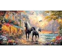 Blue-maned-horse-galloping-through-stormy-sky 1000 Pieces Jigsaw Puzzle Recycled Paper Educational Game Challenge Fun Present & Activity for Home for Adults Kids 38x26/1000pcs