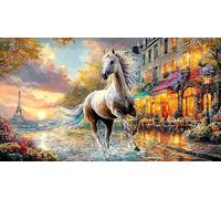 Blue-maned-horse-galloping-through-stormy-sky Adult Jigsaws Puzzle 1000 Piece Educational Games Fun Present for Home Challenging Puzzles for Relaxation, Creativity & Gift Giving 38x26/1000pcs