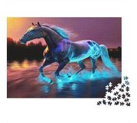 Blue-maned Horse Galloping through Stormy Sky Jigsaw Puzzles Puzzle for Adults Kids. 1000 Piece Great Gifts Challenge Toy Educational Game Home Decoration for Adults& Kids Age 14 Years Up 38x26cm/100